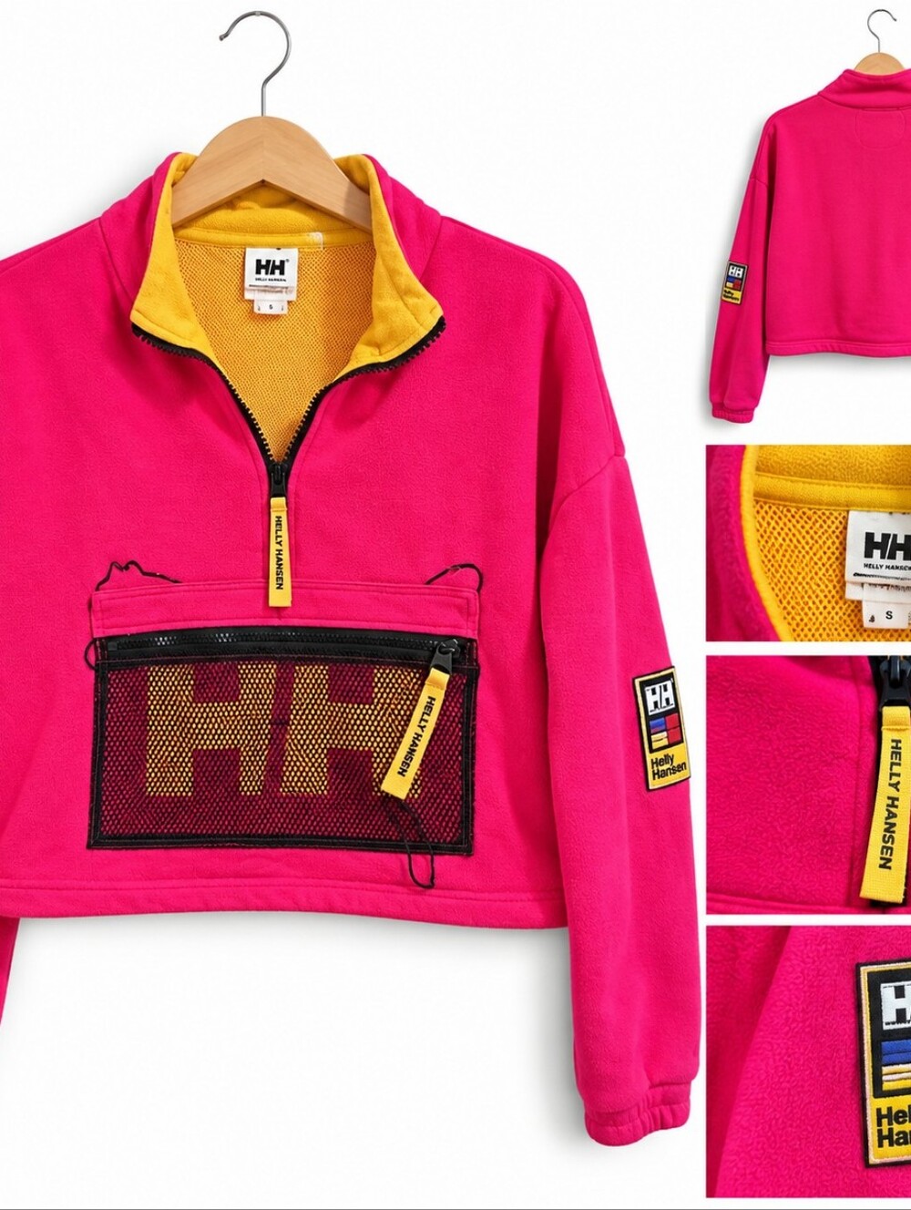 Puma x Helly Hansen Women's Pink Cropped Half Zip Fleece Pullover Size M